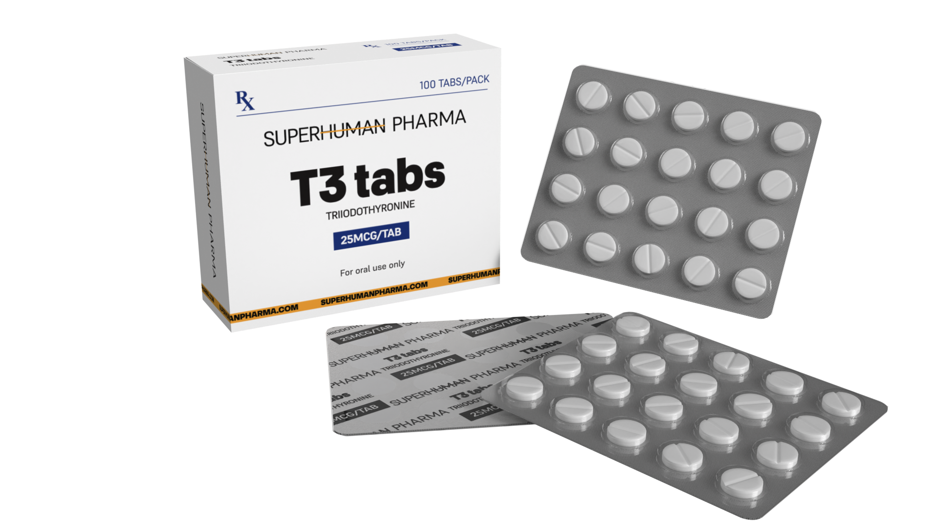 T3 25 mcg [100 comprimidos] SuperHuman Pharma: Hormona tiroidea utilizada para aumentar el metabolismo y la pérdida de grasa corporal